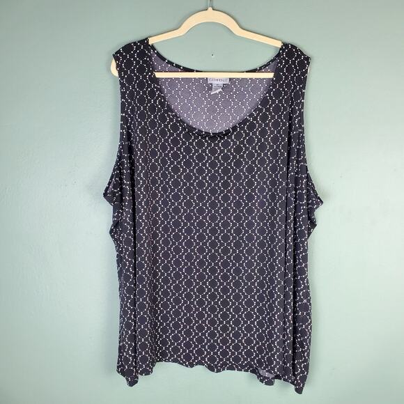 Catherines Black Geometric Sleeveless Chain Top Size 5x - Picture 1 of 5